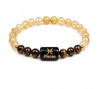 Prajet Pisces Zodiac Rashi Crystal Bracelet 8mm Natural Gemstone Beads Bracelet for Meditation Chakra Spiritual Wellness Jewelry Gift