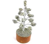Prajet Pyrite Tree Figurine Money Bonsai Good Luck Reiki Healing Crystals Balancing Decoration Sculpture Wealth Prosperity Room Decor