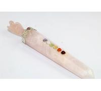 Prajet Rose Quartz Angel Chakra Wand Stick Approx. 6.5 inch Energized Charged Cleansed Programmed Pure Genuine Stick Free Book Crystal Therapy Balancing