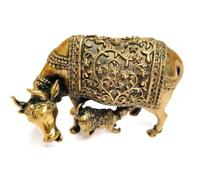 Prajet Vastu Inspired Brass Sculptures Vastu Feng Shui Statue for Success, Speed & Prosperity - Home Decor, Office Desk & Gift Figurine (Kamdhenu Cow Big new)