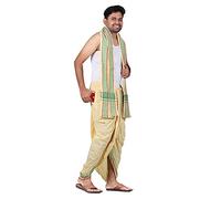 PRAKASAM COTTON Men's Panjakejam Dhoti Towel Set With Pocket Free Cream-2