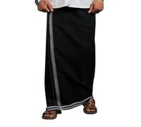 PRAKASAM COTTON Men's Single Thalathi Border Dhoti Single Dhoti 1.28X2.00 Mtrs Black