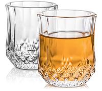 Praknu 6 Shot Glasses 40 ml with a Heavy Base - 1.5 oz Spirit Glass Set | Embossed vintage look for the cabinet, thick bottom holds steady, comfortable to grip, dishwasher safe, vodka or liqueur
