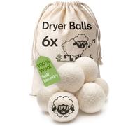 Praknu 6 Tumble Dryer Balls - New Zealand Wool Dryer Balls for Laundry | Cuts 30 % off drying time and energy, soft without softener, plastic free, 100 % eco sheep wool, revives flat down jackets