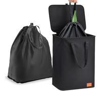 Praknu 65L Deposit Bottles Collection Container Small - Bottle Collector for Empties & Waste Glass - Waterproof, Robust Oxford Fabric - With Carry Bag, Drawstring & Double Handles, black, 65 Liter