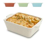 Praknu Ceramic Casserole Dish 21cm - Small Baking Dish for Lasagne, Tiramisu - Non-stick Rectangular Bakeware Dish - High Edge & Deep Lasagne Dish - Oven Proof & Dishwasher Safe - White