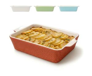 Praknu Ceramic Casserole Dish 28cm - Large Baking Dish for Lasagne, Tiramisu - Non-stick Rectangular Bakeware & Serving Dish - High Edge & Deep Lasagne Dish - Oven Proof & Dishwasher & Safe (Red)