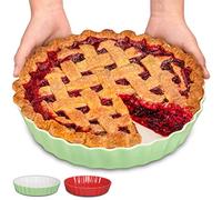 Praknu Ceramic Pie Dish for The Oven - Round Ceramic Tart Mould 28cm High Edge - with Non-Stick Coating - Scratch and Cut Resistant - Easy to Clean - Plastic-Free Packaging