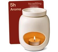 Praknu Essential Oil Burner Ceramic 75 ml White - Wax Melt Burner Lamp | Gentle heat keeps the aroma intact, one tealight scents for 4-5 hours, bowl lifts out, matt glaze, for wax melts and oils
