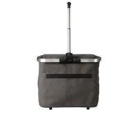 Praknu Foldable Shopping Basket 25-35 L Grey - Collapsible Carry Basket | Grows with the load, washable cover, aluminium frame and reinforced base, folds flat, inner and outer pockets, 300D fabric