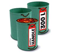 Praknu Garden Waste Bags 300L - 3x Heavy Duty Garden Sacks with 4 Tear Resistant Handles - Reusable - Robust Polypropylene - Ideal for Collecting Plant Waste Grass and Leaves