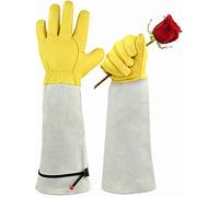 Praknu Gardening Gloves Thorn Proof for Men & Women - Size M - Long Goat Leather Work Gloves with Forearm Protection - Cut Resistant, Breathable & Flexible