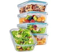 Praknu Glass Containers with Lids 1000ml - 4 Meal Prep Container - Stackable & Airtight - BPA-Free - Dishwasher Safe - Freezer and Microwave Safe