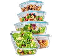 Praknu Glass Containers with Lids - 4 Meal Prep Container - Stackable & Airtight - BPA-Free - Dishwasher Safe - Freezer and Microwave Safe