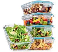 Praknu Glass Containers with Lids 500ml - 4 Meal Prep Container - Stackable & Airtight - BPA-Free - Dishwasher Safe - Freezer and Microwave Safe