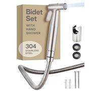 Praknu Handheld Bidet Douche Shower Spray for Toilet in Stainless Steel Sprayer, Hose & Holder - Stainless Steel - for Standard G1/2 Connection - Easy to Install
