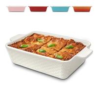 Praknu Large Ceramic Casserole Dish for Lasagne, Tiramisu and Casserole Extra High Edge Square White