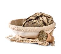 Praknu Round Bread Proofing Basket 30cm - Large Sourdough Proving Basket Natural Rattan Set With Brush, Linen Cloth And Bread Bag - Bread Baking Accessories