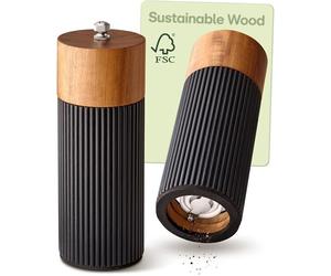 Praknu Salt and Pepper Grinder Set Manual Large - FSC® Acacia Wood - Elegant Design with Ceramic Grinder - Adjustable & Durable - Small