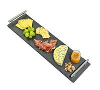 Praknu Slate Serving Plate with Handle - 50 x 15 cm Large - Ideal for Serving - Non-Slip - Real Natural Slate Long XXL - Non-Slip