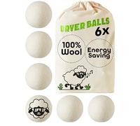 Praknu Tumble Wool Dryer Balls Set of 6-100% Organic New Zealand Wool - Soft Laundry & Short Drying Time - Perfect for Down