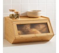 Praknu Wooden Bread Bin - Large Bread Box 40x33 cm with Extra Shelf - Robust Bread Storage & Bread Bins for Kitchen - Space-Saving Breadbin that Keeps Bread Fresher for Longer