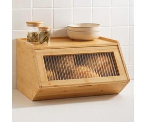 Praknu Wooden Bread Bin - Large Bread Box 40x33 cm with Extra Shelf - Robust Bread Storage & Bread Bins for Kitchen - Space-Saving Breadbin that Keeps Bread Fresher for Longer