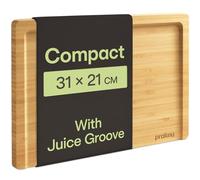 Praknu Wooden Chopping Board - Small Bamboo Cutting Board 31.5 x 21.5 cm - Double-Sided, FSC®, with Juice Groove - for Bread, Meat, Vegetables - Compact, Sustainable & Durable Kitchen Board