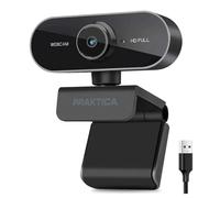 Praktica 1080P Full HD Webcam with Microphone - Auto Focus, Tripod Mount, Privacy Cover, Plug & Play USB Camera Compatible with PC Desktop Laptop Windows Mac Linux Zoom Skype Teams VoIP