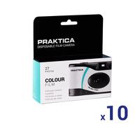 Praktica Single Use Disposable Camera Green 27 Shots Colour Film - Pack of 10 for weddings, gatherings, travel & more