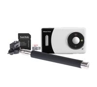 Praktica DZ13 Compact Digital Camera with 32GB MicroSD Card & Selfie Stick - 13MP Dual CMOS Sensors, Wide-Angle Lens & 18x Zoom, Full HD Video - White