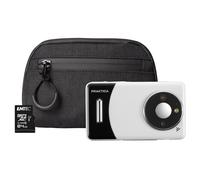 Praktica DZ13 Compact Digital Camera with 64GB MicroSD Card & Case - 13MP Dual CMOS Sensors, Wide-Angle Lens & 18x Zoom, Full HD Video - White