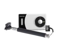 Praktica DZ13 Compact Digital Camera with 32GB MicroSD Card & Selfie Stick - 13MP Dual CMOS Sensors, Wide-Angle Lens & 18x Zoom, Full HD Video - White