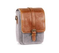 Praktica Heritage Binocular bag Brown. Grey Canvas. Cotton. Leather