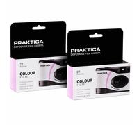 Praktica Single Use Disposable Camera Pink 27 Shots Colour Film - Pack of 2 for weddings, gatherings, travel & more