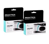 Praktica Single Use Disposable Colour Film Camera with Flash - Blue (Pack of 2)