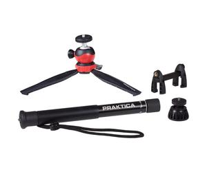 PRAKTICA Vloggers Desktop Tripod Kit with Phone Mount and Monopod Adapter - Black