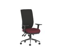 Praktikos High Back Fabric Operator Office Chair With Height Adjustable And Folding Arms (Black/Ginseng Chilli), Fully Installed