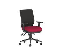 Praktikos Medium Back Fabric Operator Office Chair With Height Adjustable And Folding Arms (Black/Bergamot Cherry), Fully Installed