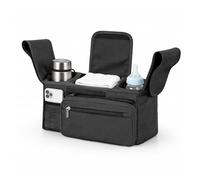 Pram Bag Baby Stroller Organizer Pet Pushchair Organiser Multi-Function Diaper Backpack with Insulated Cup Holders Suspension Straps - Fits All Strollers Convertible (Black)