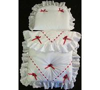 Pram Bedding Set to suit Silver Cross Coach Built Dolls Oberon Chatsworth (Red Poppy)