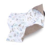 Pram blanket for car seat and pushchair - soft Minky baby wrap double-sided with hood for newborns - usable year-round on the go and at home 90×90 cm Hedgehog khaki Oeko-Tex