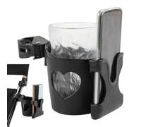 Pram Cup Holder, 360° Adjustable Cup Holder for Pram, Drink Coffee Stroller Cup Holders with Phone Holders, Cycling Cup Storage Clip for Electric Scooters, Wheelchair, Bike, Walker