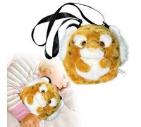 Pram Doll Pram Realistic Tiger Shoulder Bag for Children, Plush Handbag for Girls Boys (20 cm) Doll Bed with Cabinet (Yellow, One Size)