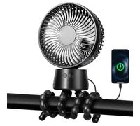 Pram Fan,50H Clip-on Fan for Infant 15000mAh Baby Fans Auto Rotate Flexible Tripod Handheld USB Desk Stroller Pushchair Cooling Fans for Bedroom Crib Treadmill Travel Camping Essentials