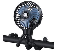 Pram Fan Clip on Stroller Portable Baby Buggy Fan Cooling Accessories,Battery Rechargeable Personal Travel Fans Pushchairs Crib Bed Treadmill Bike Seat Cooling Essentials for Pram Sun Shade/Parasol