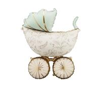 Vintage Baby Carriage Balloon PartyDeco 23x29 Inch, Large Foil Newborn Balloons for Baby Shower Decorations, Gender Reveal Party, Pastel Green and Gold Newborn Nursery Party Decor