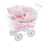 Pram Gift Hamper Basket, New Born Baby Boy/Girl Gift Storage Hamper Baby Shower Party Decoration New Mum to Be Gifts Empty Basket Toy Clothes Baby Ac