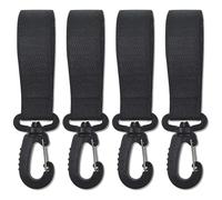 Pram Hook Clips, Pack of 4 Buggy Clips Carrier Pram Hooks, Bag Holder Made of Plastic, Bag Hooks for Stroller, Pram Clips for Bags, Backpack (Black)