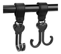 Pram Hooks, Pack of 2 Universal Pram Hooks, 360° Rotatable Pram Hook, Heart Shape Hook, Pram for Changing Bag for Wheelchairs, Pushchairs, Shopping Trolleys, Bikes